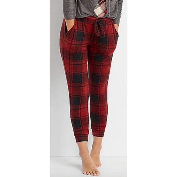 NWT Maurices Soft Jogger Pants Red Black Buffalo Plaid pull on Plus Size 0x - Picture 5 of 8